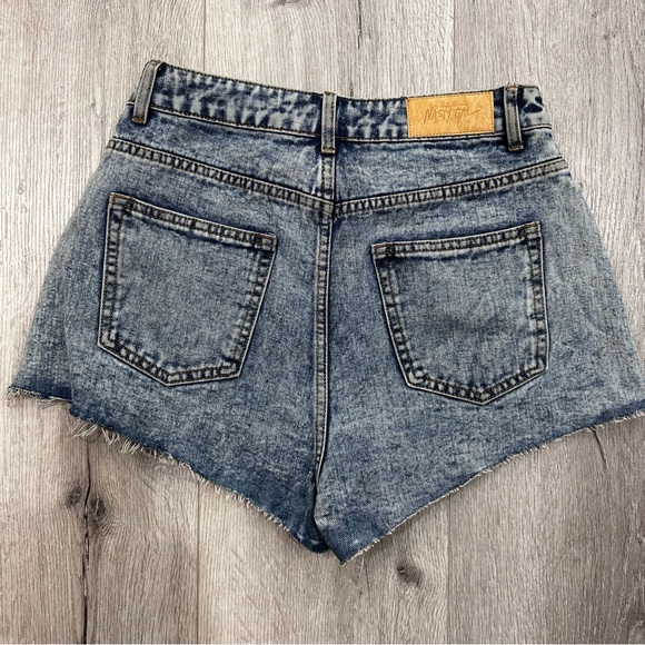Nasty Gal Crystal Drip Denim Raw Hem Shorts - Picture 6 of 6
